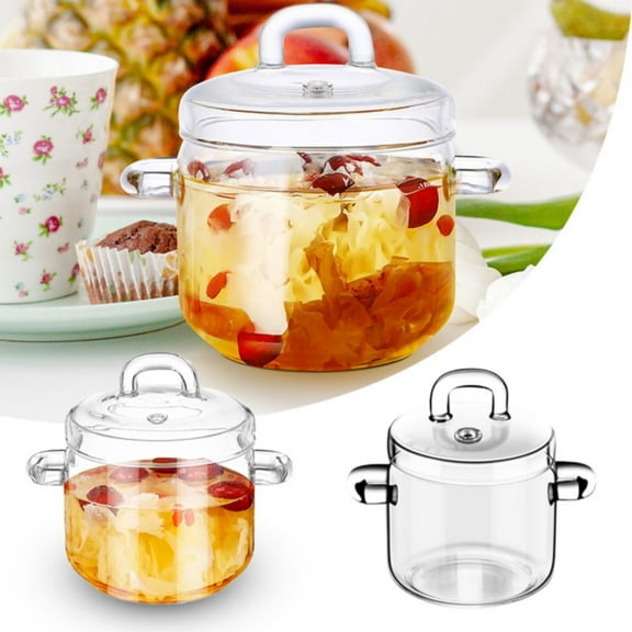 1 Pc 350ml Glass Cooking Pot Glass Saucepan Heat-Resistant Borosilicate Glass Handmade Cookware Set stovetop Pot - Safe for Pasta Noodle, Soup, Milk, Tea, Salad