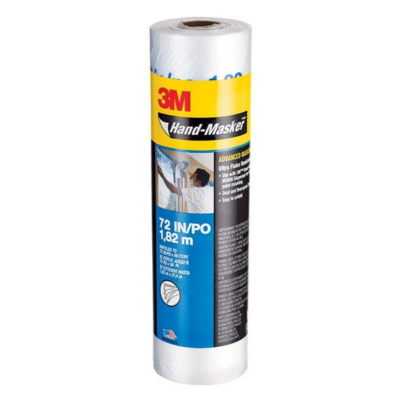 1 Pc, 3M Hand-Masker 72 In. W X 90 Ft. L Clear Plastic Advanced Masking Film