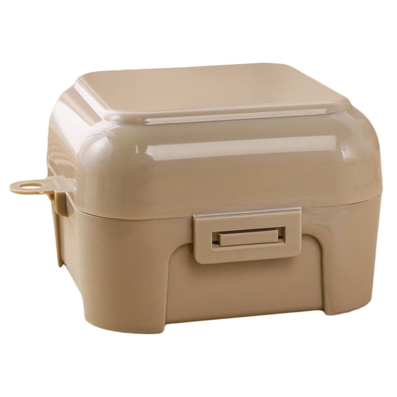 1 Pc 4 Grid Egg Containers with Lid, Egg Storage Box, Deviled with Lid Container, Egg Dispenser Holder Case Crisper Picnic Travel Keeper Portable Egg Carriage, 4.13"x4.13"x2.76", Brown