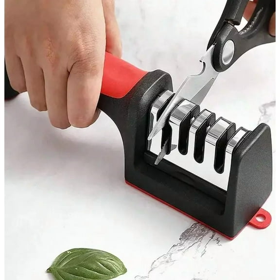 1 Pc 4-Stage Knife & Scissor Sharpener - High Carbon Stainless Steel Tool!