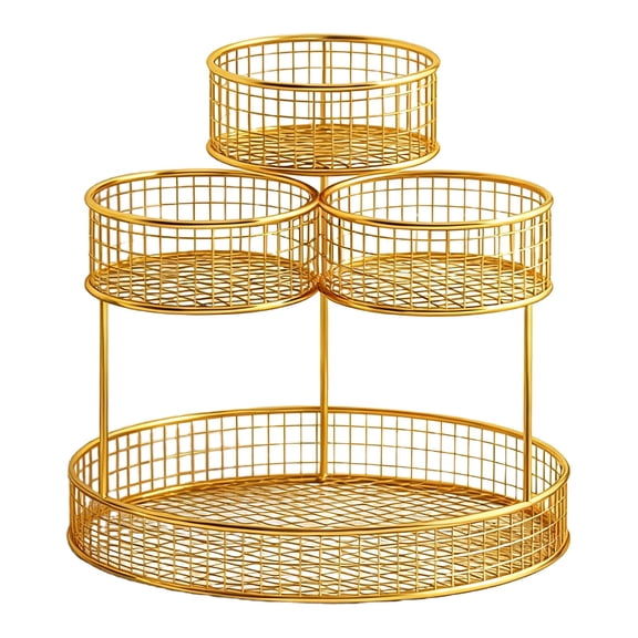 1 Pc 4-Tiered Wire Basket Stand Produce Holder Organizer Fruit Holder Bread Basket Vegetable Rack for Onion Fruit Potato Table Creative Elegant Fruit Dish Basket for Home, Office Wedding, Gold