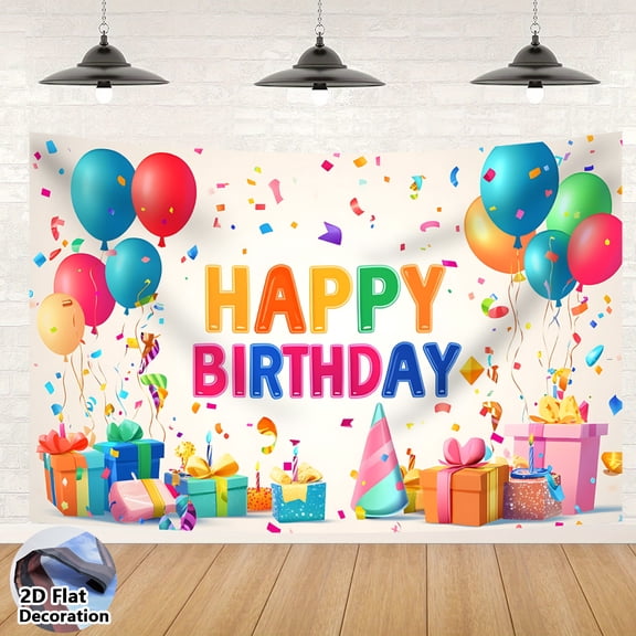1 Pc 43.3*70.8inHappy Birthday Backdrop Colorful Birthday Banner Backdrop for Kids Gifts Cake Table Birthday Party Indoor Outdoor Decor Supplies