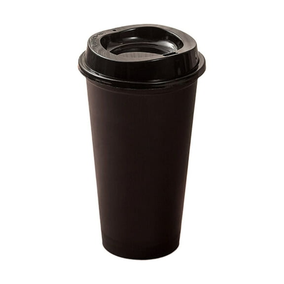 1 Pc 475ml Color Changing Coffee Cups, Reusable Coffee Cups with Lids, Hot Coffee Tumbler for Kids and Adult Party Favors, Leak-Proof, BPA-free, and Safe for Dishwashers, 5.91 Inch, Black