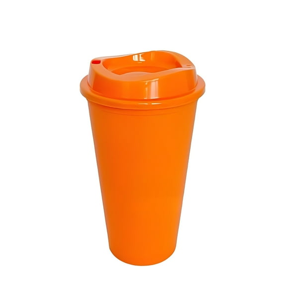1 Pc 475ml Reusable Coffee Cups with Lids, To Go Travel Cups, Hot or Cold Drinks, Dishwasher and Microwave Safe, 5.91 Inch, Orange