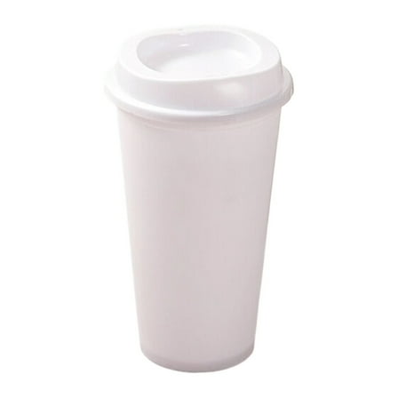 1 Pc 475ml Reusable Coffee Cups with Lids, To Go Travel Cups, Hot or Cold Drinks, Dishwasher and Microwave Safe, 5.91 Inch, White