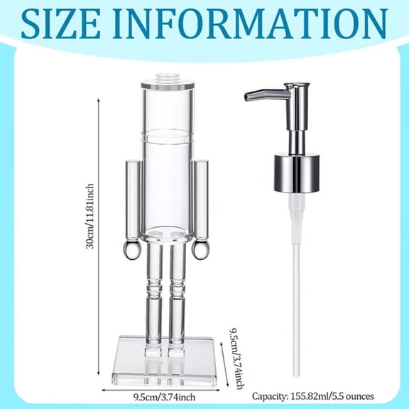 1 Pc 5.5oz Nutcracker Soap Dispenser, Clear Acrylic Nutcracker Soap Dispenser, Decorative Soapdispenser, Refillable Christmas Hand Soaps Bottle, 11.81 Inch, Clear