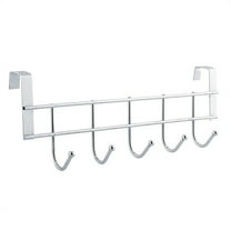 1 Pc 5 Hooks Sturdy Space Saver Over The Door Hook Hanger Rack - Organise Bedroom, Bathroom, Closets - Hang Shirts, Coats, Towels, Robes, Hats, Silver