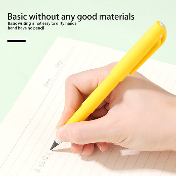 1 Pc 6.73" Inkless Everlasting Pencil, Ergonomic Grip Posture Correction No Sharpening Pencil, Yellow