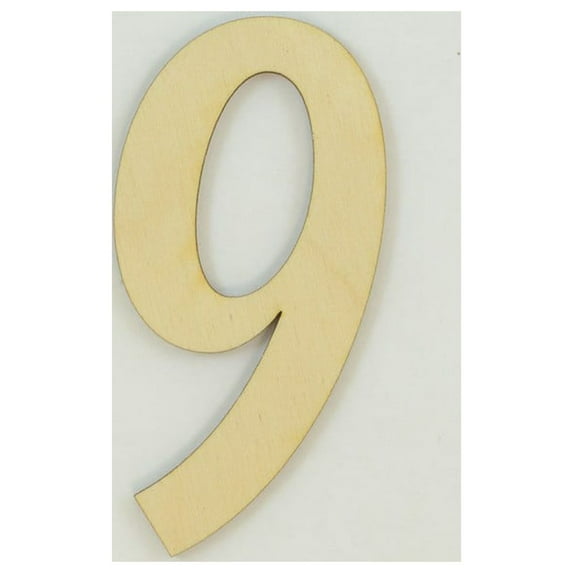 1 Pc, 6 Inch X 1/4 Inch Thick Lavanderia Font Wood Numbers 9 Great For Craft Project