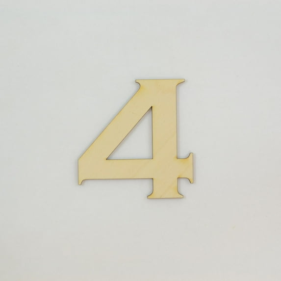 1 Pc, 6 Inch X 1/4 Inch Wood Numbers 4 In The Copperplate Gothic Bold Font Great For Craft Project & Different Decor