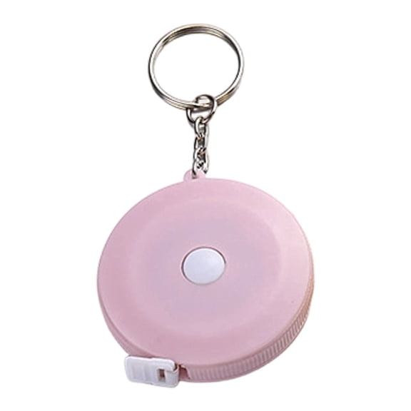 1 Pc 60 Inch Retractable Tape Measure Keychain, Pocket Size Soft Measuring Tape for Body Sewing, Push Button Fabric Tailor Ruler in Soft Pink