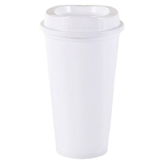 1 Pc 650ml Reusable Coffee Cups with Lids, To Go Travel Cups, Hot or Cold Drinks, Dishwasher and Microwave Safe, 6.46 Inch, White