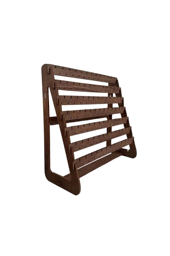 1 Pc 7 Tier Wood Keychain Stand Organizer, Home Decor Wooden Base Small Accessories Display Stand, Durable Wooden Pegboard Display Stand for Home, 4.33x9.84x9.84 Inch, Brown