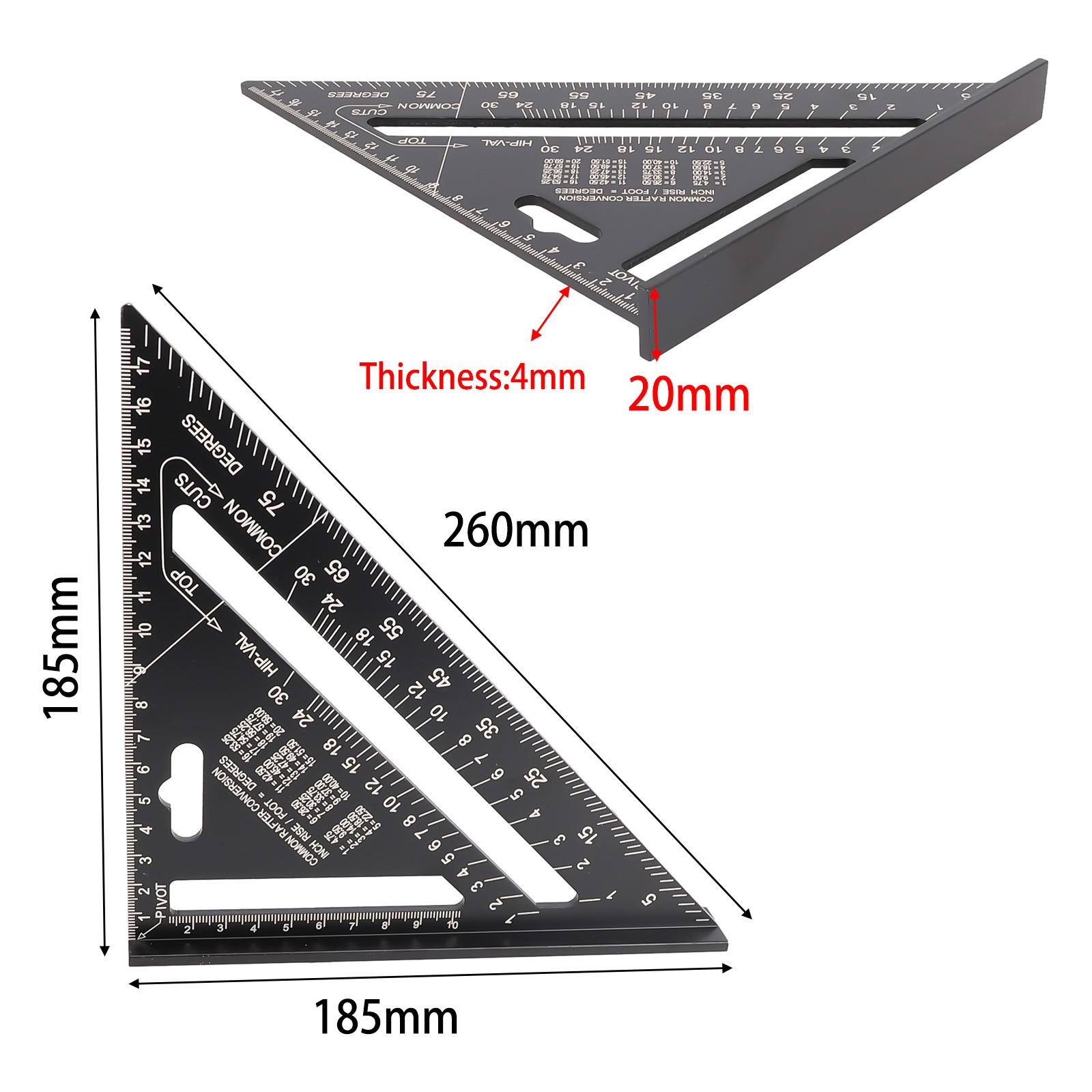 Triangular Angle Measuring Tool 1 Pc 7Inch Triangle Angle Square Protractor Carpenter Measuring Ruler ...