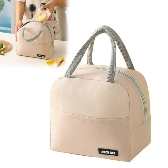 1 Pc 9.05"x5.51"x7.87" Lunch Box Men Women, Lunch Bag for Work, Leakproof Soft Cooler Tote Adult, Large Lunch Pail, Picnic Beach Food Bag with Tote, Khaki