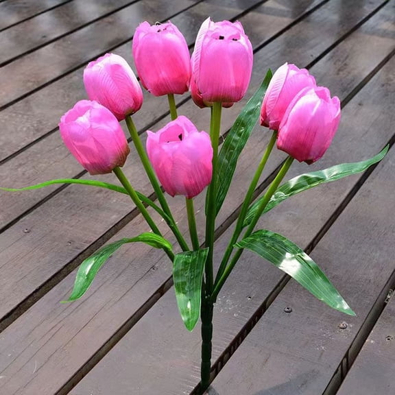 1 Pc 9 Heads Tulips Artificial Flowers, 15.8 Inch Real Touch PU Faux Flowers, Fake Tulips Stems for Spring Summer Bouquet Floral Room Table Party Wedding Easter Valentines Day Decorations Pink