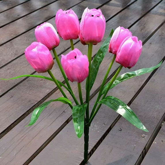 1 Pc 9 Heads Tulips Artificial Flowers, 15.8 Inch Real Touch PU Faux Flowers, Fake Tulips Stems for Spring Summer Bouquet Floral Room Table Party Wedding Easter Valentines Day Decorations Pink