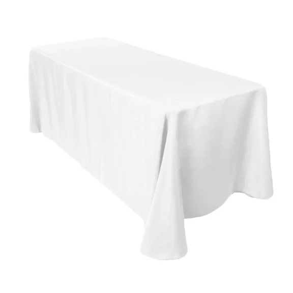 1 Pc 90"X132" Rectangular Cloth Fabric Linen Tablecloth - White - Wedding Aw