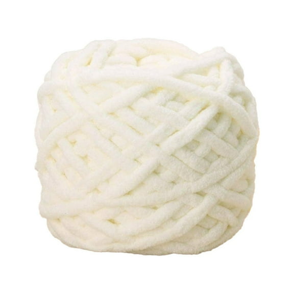 1 Pc 96g Blanket Yarn Chenille Yarn Chunky Yarn, Super Soft Acrylic Bulky Thick Washable Yarn for Arm Knitting DIY Handmade Blankets Scarf Sweater Cream, Beige
