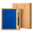 thumbnail image 1 of 1 Pc A5 Lined Faux Leather Journal Notebook Hardcover Journal Set with Pen and Gift Box Thick Ruled Paper Daily Notebook Strap Loop Journal Notebooks for Travel Work Writing, 5.71"x8.35", Dark Blue, 1 of 9