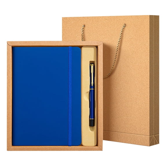1 Pc A5 Lined Faux Leather Journal Notebook Hardcover Journal Set with Pen and Gift Box Thick Ruled Paper Daily Notebook Strap Loop Journal Notebooks for Travel Work Writing, 5.71"x8.35", Dark Blue