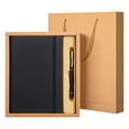 thumbnail image 1 of 1 Pc A5 Lined Faux Leather Journal Notebook Hardcover Journal Set with Pen and Gift Box Thick Ruled Paper Daily Notebook Strap Loop Journal Notebooks for Travel Work Writing, 5.71"x8.35", Black, 1 of 9