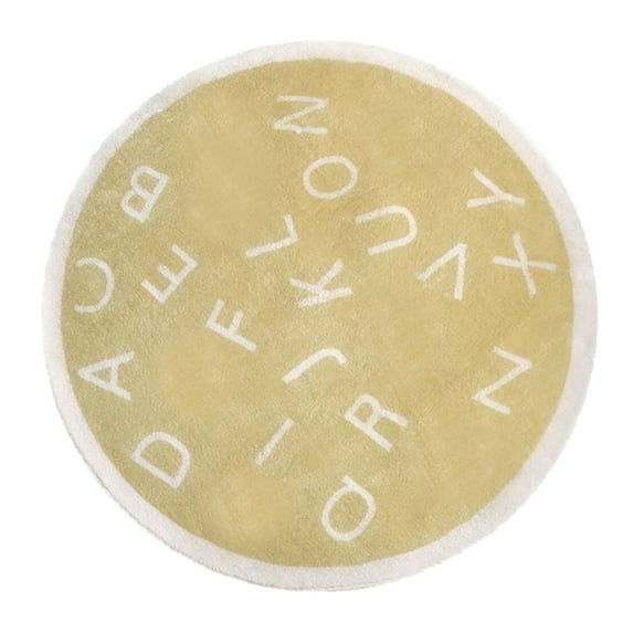 1 Pc ABC Alphabet Round Rug for Small People Bedroom Play Mat Soft Plush Children Educational Learning Rug Washable Non-Slip Small People Crawling Mat Floor Carpet Playroom Circle Rug, 31.5 Inch