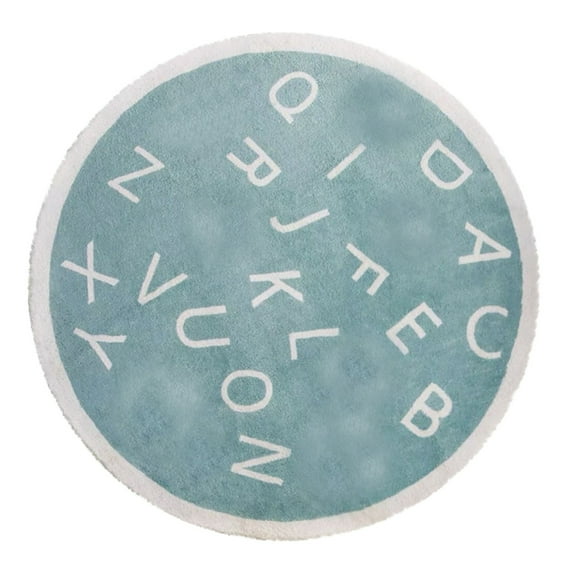 1 Pc ABC Alphabet Round Rug for Small People Bedroom Play Mat Soft Plush Children Educational Learning Rug Washable Non-Slip Small People Crawling Mat Floor Carpet Playroom Circle Rug, 31.5 Inch