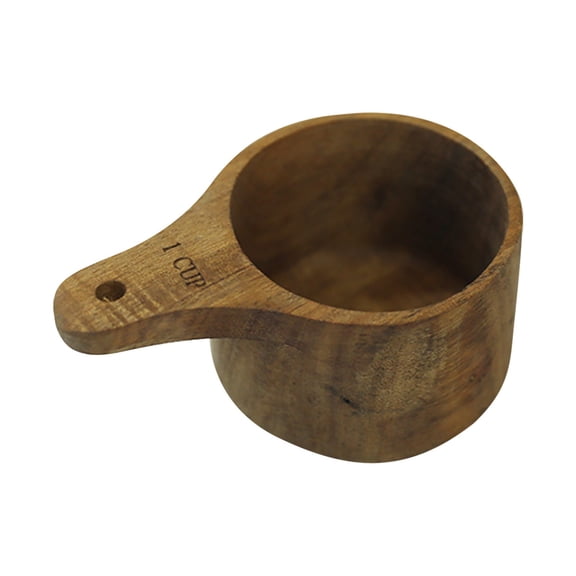 1 Pc Acacia Wood Measuring Cups, Stackable Handcrafted Wood Measuring Cups Teaspoon Measuring spoons for Dry Ingredients, Natural Wooden Measuring Set for Cooking Baking, 3.54 Inch, Large