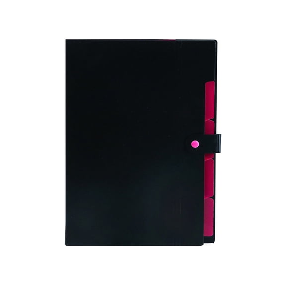1 Pc Accordion File Organizer, A4 Document Archive Folder, 12.8"9.4" Portable Paper Bill Receipt Organizer, 5 Pocket Folders for Document, Button Closure Document Folder for Office