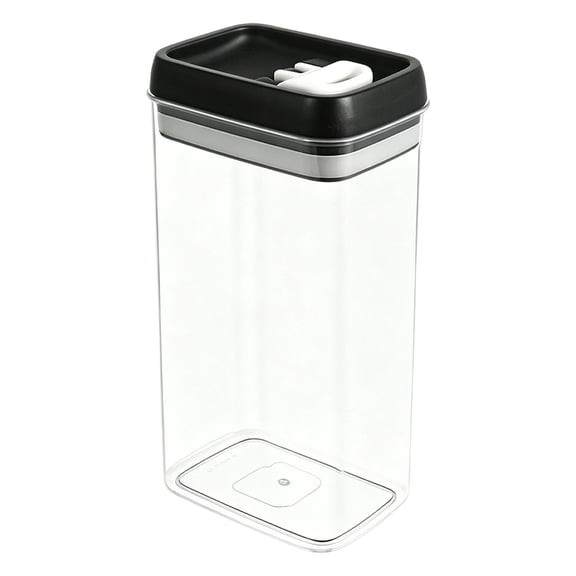 1 Pc Acrylic Food Storage Container with Lid Air Tight Ring Seal Flip Lock Plastic Kitchen Baking Canister Plastic Canister Jar for Flour Sugar Rice Protein Powder, 6.1"x4.05"x3.93"， Black 0.8L