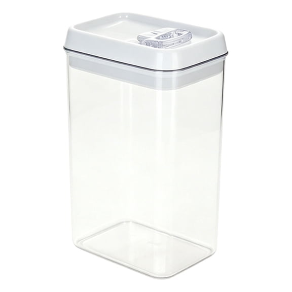 1 Pc Acrylic Food Storage Container with Lid Air Tight Ring Seal Flip Lock Plastic Kitchen Baking Canister Plastic Canister Jar for Flour Sugar Rice Protein Powder, 6.1"x4.05"x3.93"， White 0.8L