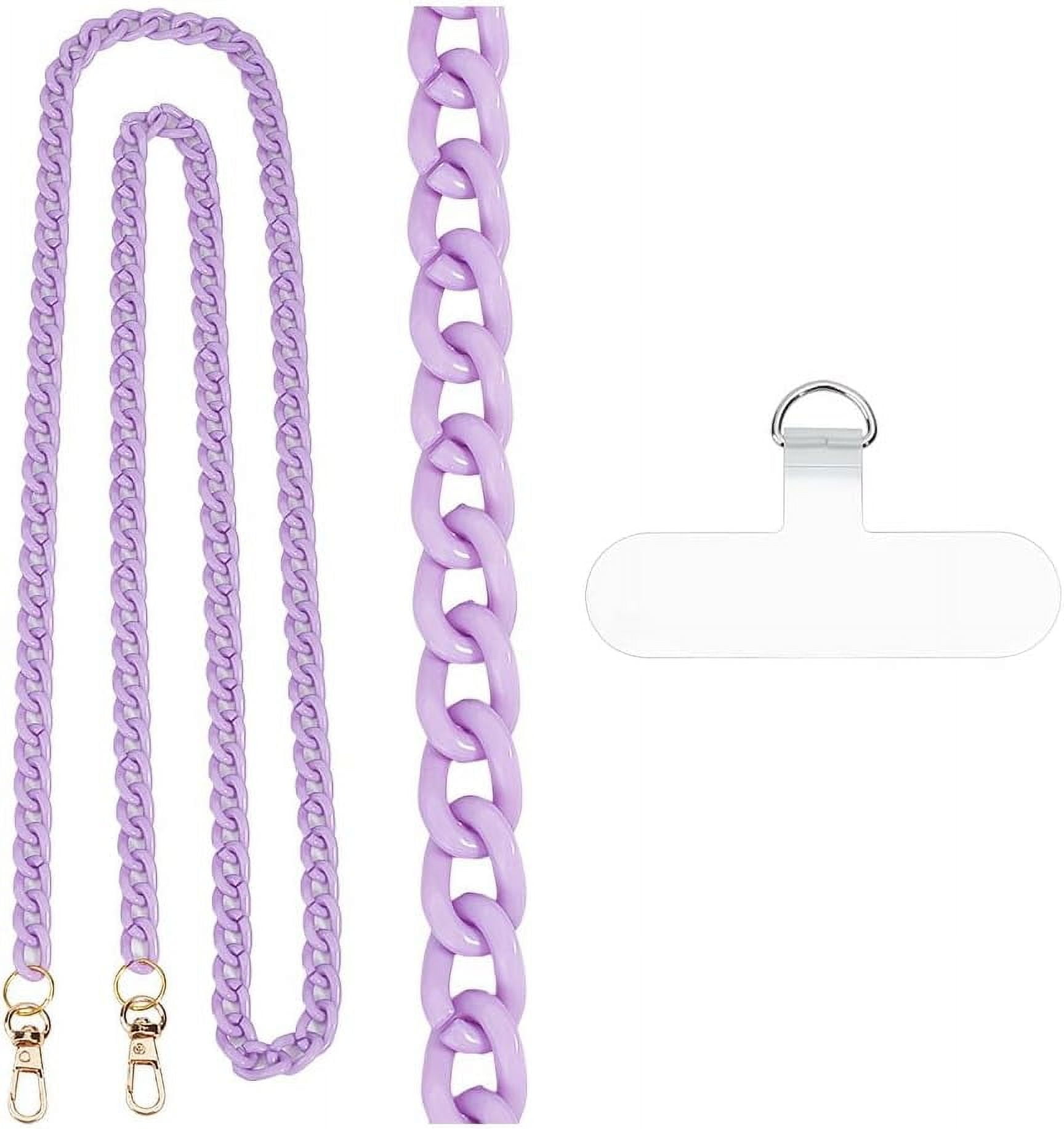 1 Pc Acrylic Phone Crossbody Chain Purple Color Cell Phone Lanyard Phone Neck Chain Anti Theft Phone Charm for Decoration Women