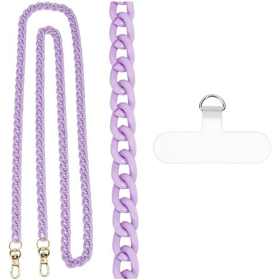1 Pc Acrylic Phone Crossbody Chain Purple Color Cell Phone Lanyard Phone Neck Chain Anti Theft Phone Charm for Decoration Women