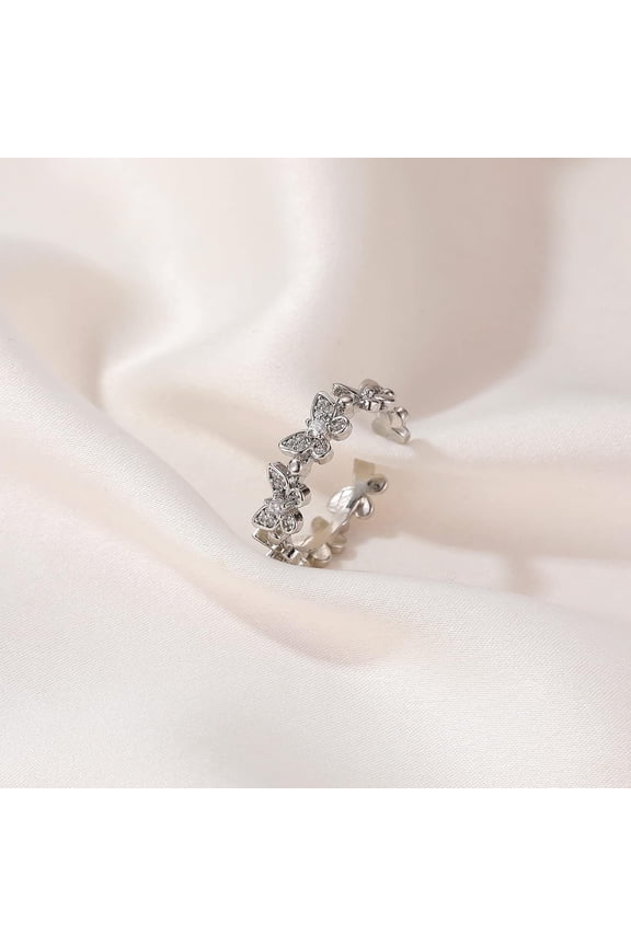 1 Pc Adjustable Butterfly Ring Dainty Butterfly Adjustable Finger Ring Promise Rings Trendy Elegant Unique Rings Engagement Ring for Women Birthday Wedding Prom Valentine's Day Elegant Gifts