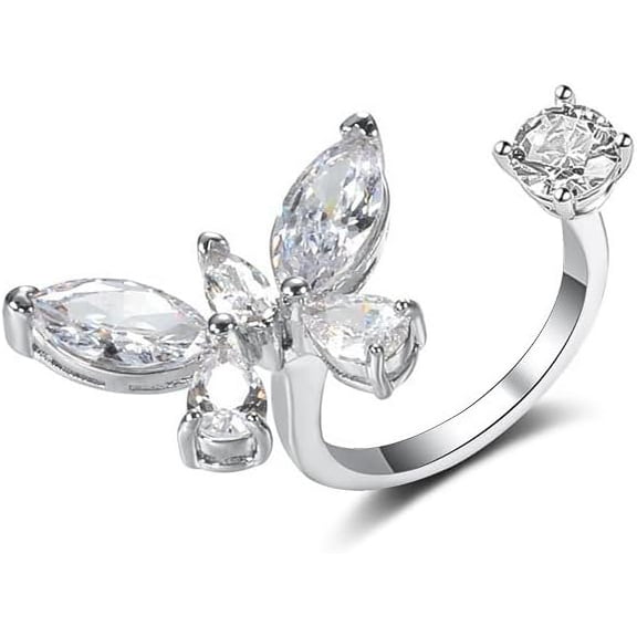 1 Pc Adjustable Butterfly Ring Promise Rings Trendy Elegant Unique Rings Engagement Ring Jewelry Gifts for Women Birthday Wedding Prom Valentine's Day Elegant Gifts