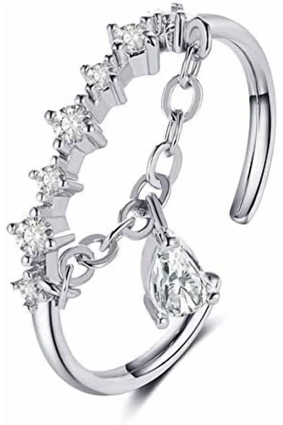 1 Pc Adjustable Dangling Ring Dangle Beaded Ball Adjustable Tassel Dangling Ring Promise Rings Trendy Elegant Unique Rings Engagement Ring for Women Birthday Elegant Gifts Clear for diy making