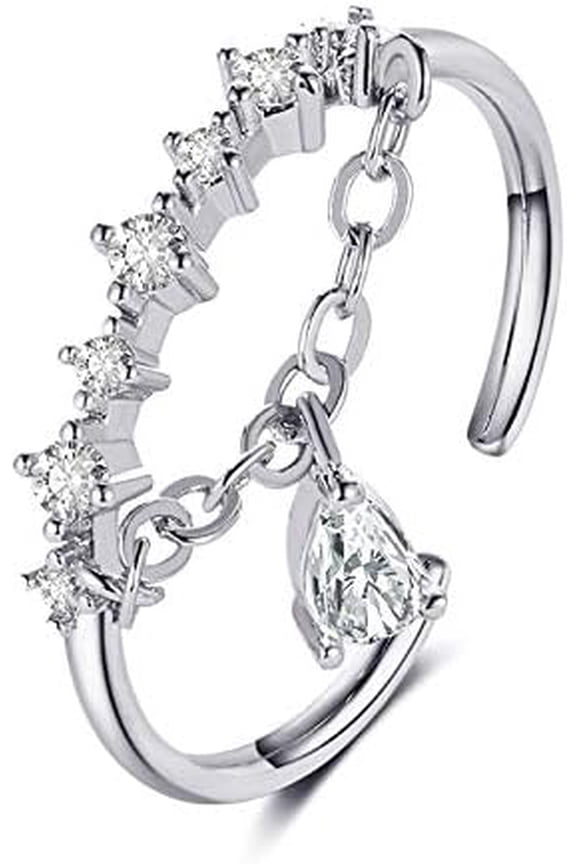 1 Pc Adjustable Dangling Ring Dangle Beaded Ball Adjustable Tassel Dangling Ring Promise Rings Unique Rings Engagement Ring for Women Birthday Elegant Gifts Clear DIY