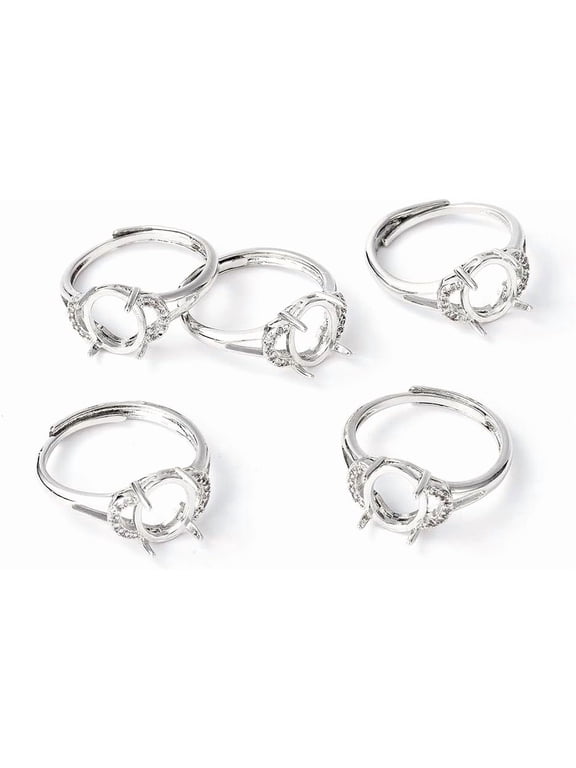 1 Pc Adjustable Pad Ring Settings Brass Finger Ring Components 4 Claw Prong Rings Settings with Clear Cubic Zirconia for Jewelry Making 17mm Inner Diameter 1-6.5mm Wide; Tray: 9.5x8mm diy