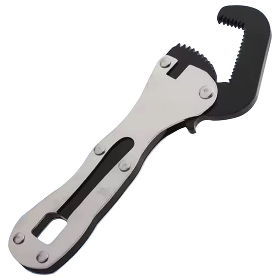 1 Pc Adjustable Wrench Multi-function Universal Magic Wrench Self-Adjusting Micro Stubby Wrench Pocket with Built-In Bit Driver for Plumbing, HVAC, Gear, and More, 5.91 Inch, Silver
