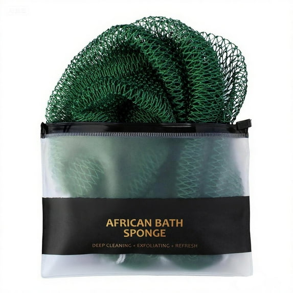 1 Pc African Net Sponge - Authentic African Wash Cloths for Showering - Exfoliating Body Sponges for Bathing - Back Scrub Exfoliator Scrubber for Body Bath Accessories, 45 Inch, Green