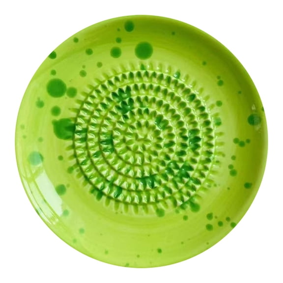 1 Pc All-in-one Ceramic Garlic Grater Plate Ginger Grater Tool Wasabi Grater Plate Dish Embossed Design and Style for Garlic, Ginger, Chocolate, and more, 4.72 Inch, Green