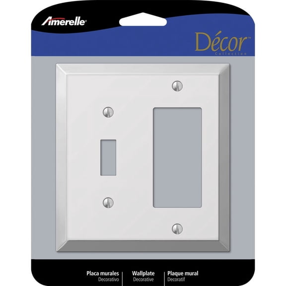 1 Pc, Amerelle Century Polished Chrome 2 Gang Stamped Steel Decorator/Toggle Wall Plate 1 Pk
