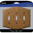 thumbnail image 1 of 1 Pc, Amerelle Country Medium Brown 3 Gang Oak Wood Toggle Wall Plate 1 Pk, 1 of 1