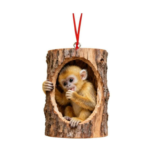 1 Pc Animal Christmas Ornaments Christmas Tree Ornaments Forest Animal Decoration Little Animals Pattern 2D Acrylic Decoration Lovers Gift Ornament Hanging, 3.15 Inch, Golden Snub-nosed Monkey