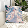 thumbnail image 1 of 1 Pc Anime Girl in Floral Garden Throw Pillow Insert, Throw Pillows for Couch Sofa Bed, Machine Washable Pillows, Decorative Fluffy Throw Pillow Inserts Cotton Fabric (White, 18x18inch), 1 of 8