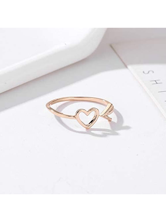1 Pc Arrow Heart Ring Personality Arrow Heart Open Ring Promise Rings Trendy Elegant Unique Rings Engagement Ring Jewelry Gifts for Women Birthday Wedding Prom Elegant Gifts Rose Gold DIY