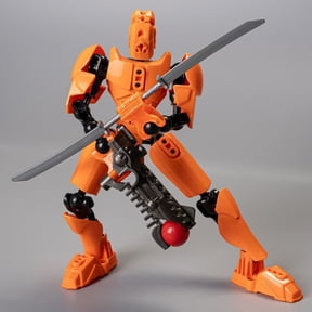 1 Pc Articulated Robot Model Kit — 13 Joints Movable Action Figure, DIY Assembly Mechanical Puppet for Stress Relief & Creative Fun(Orange)