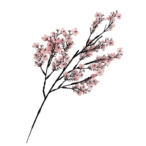 1 Pc Artificial Blossom Branch, Fake Silk Flowers with Stem, Faux Spring Blossom, Single Stem Floral Print Decorative Flower for DIY Kitchen Table Centerpiece Festival Decoration, 18.5", Light Pink