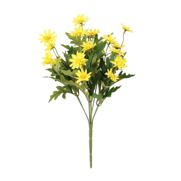 1 Pc Artificial Daisy Flowers Silk Gerber Daisies 24 Heads Fake Wildflowers Faux Daisy Flower Bouquet for Home Wedding Party Spring Decor, 13.77 Inch, Yellow
